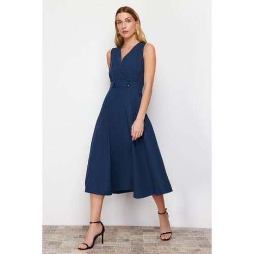 Trendyol Navy Blue A-Line Double Breasted Collar Button Detailed Midi Woven Dress Item | Buy Trendyol Navy Blue A-Line Double Breasted Collar Button Detailed Midi Woven Dress | SPOP Enterprise Global